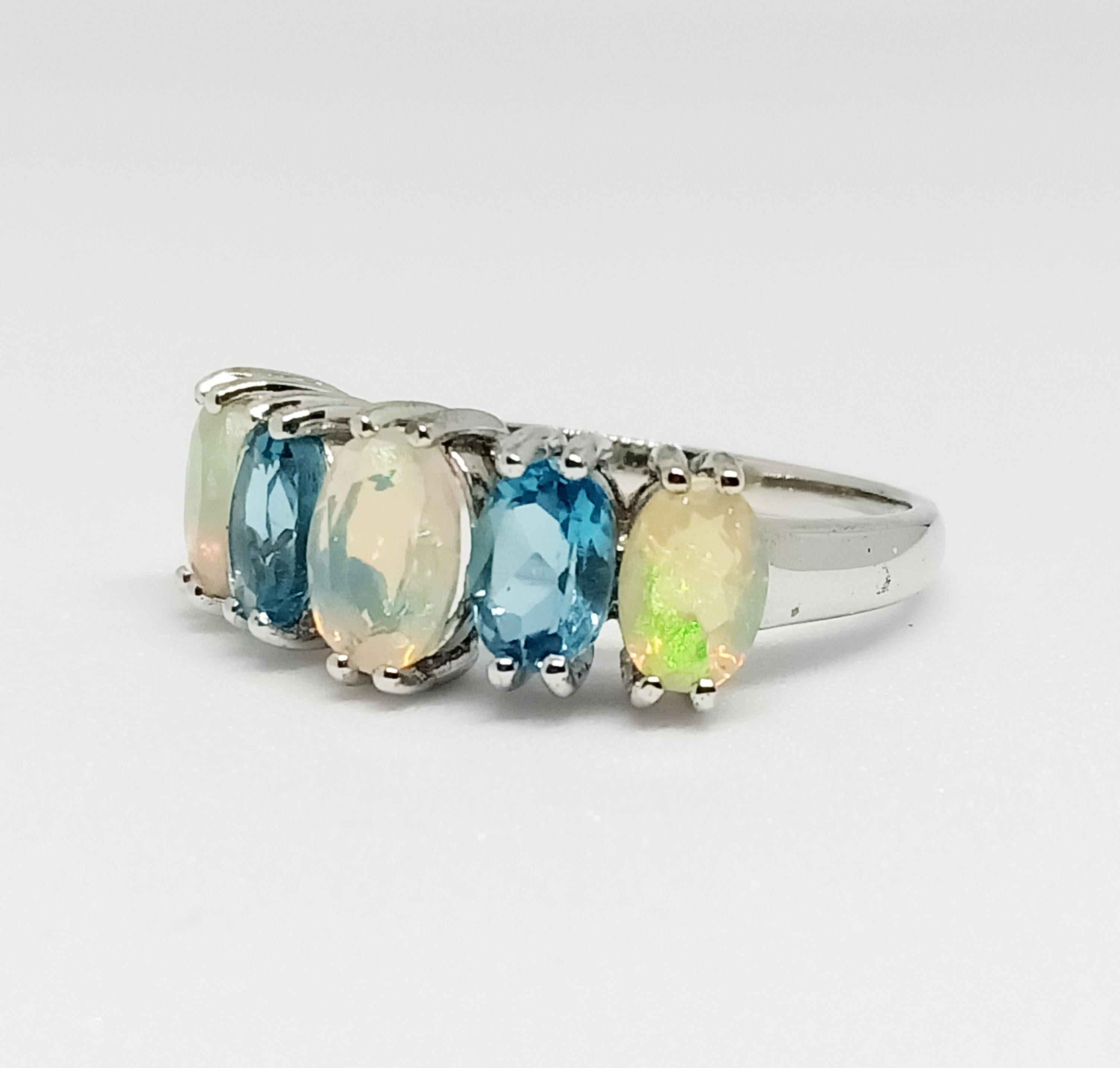 Modern Opal and Blue topaz Ring For Sale
