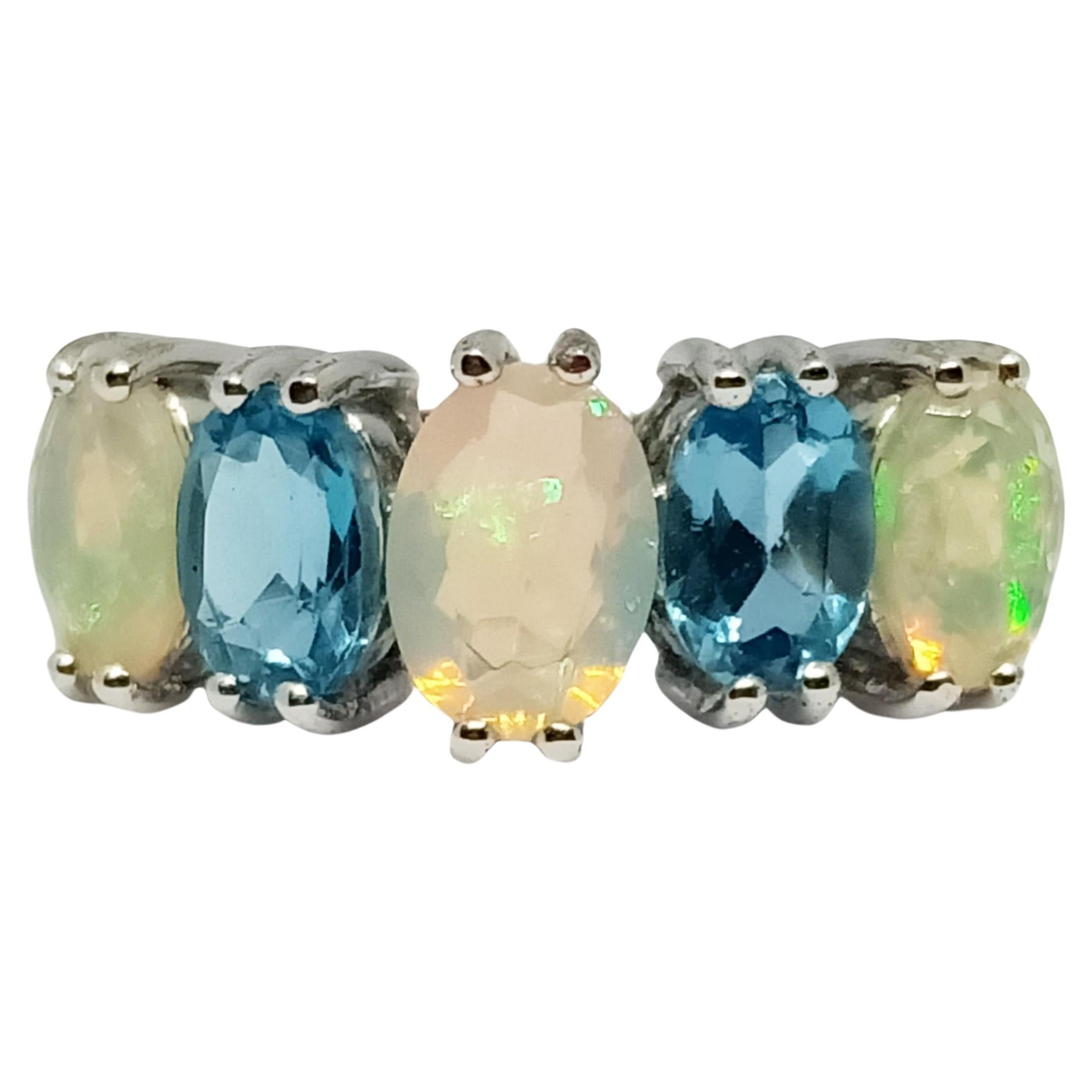 Opal and Blue topaz Ring For Sale