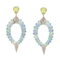 33.31 carats of Translucent Opal Beads 1.89 carats Brown Diamonds Drop Earrings 