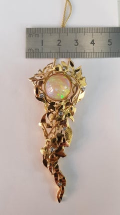 Opal and Diamond 18 Karat Rose White and Yellow Gold Pendant