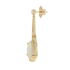 Opal and Diamond Art Deco Style Drop Earrings in 18k Yellow Gold