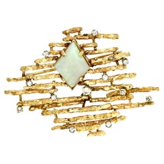 Vintage Opal and Diamond Brooch