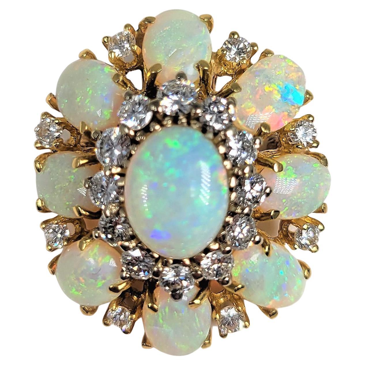 Opal and Diamond Brooch in 18 Karat Gold