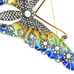 Opal and Diamond Butterfly Brooch