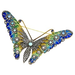 Opal and Diamond Butterfly Brooch