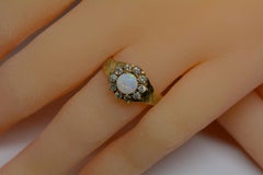 Opal and Diamond Cluster Ring 10 Karat Gold