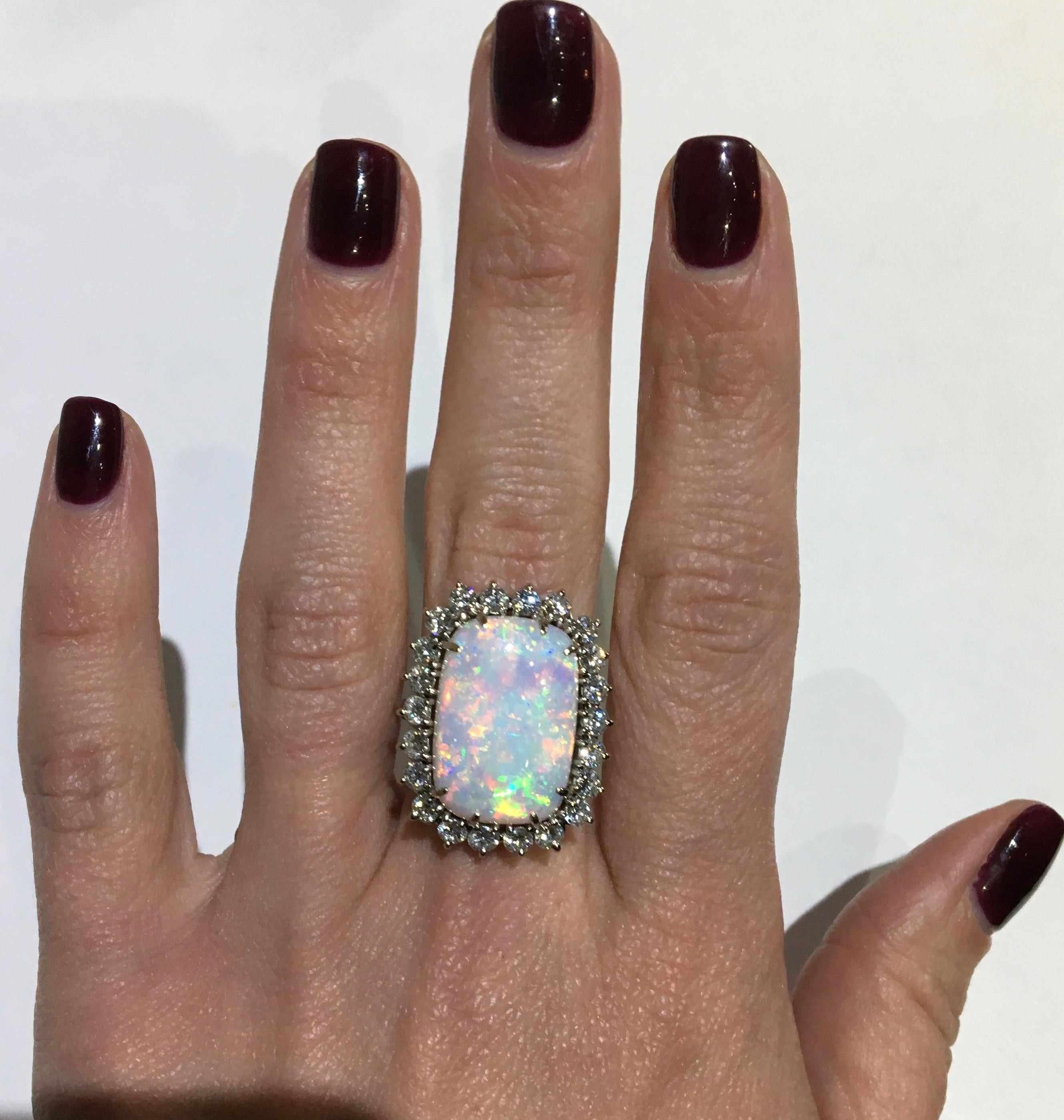 Opal and Diamond Cocktail Ring 8