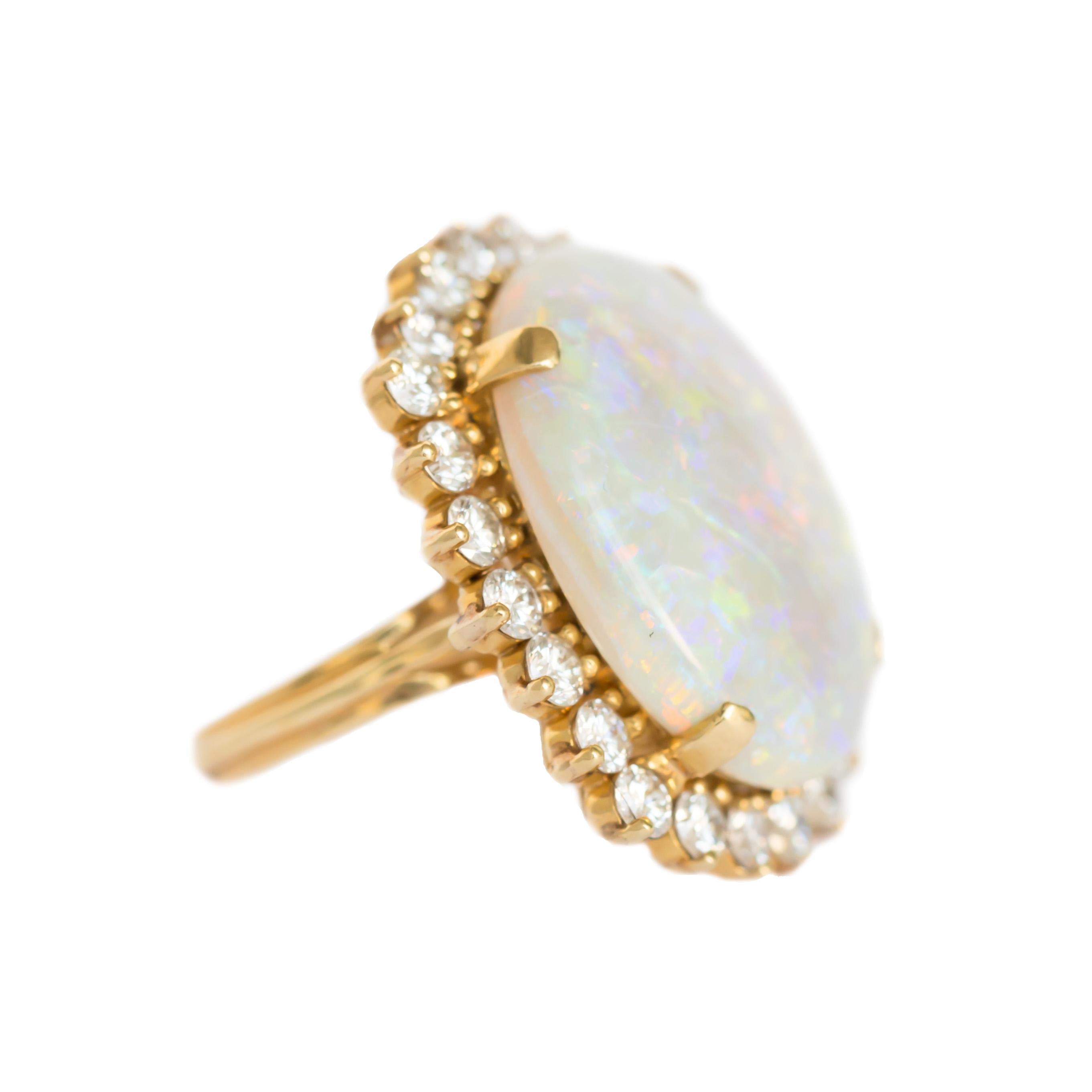 Retro Opal and Diamond Cocktail Ring
