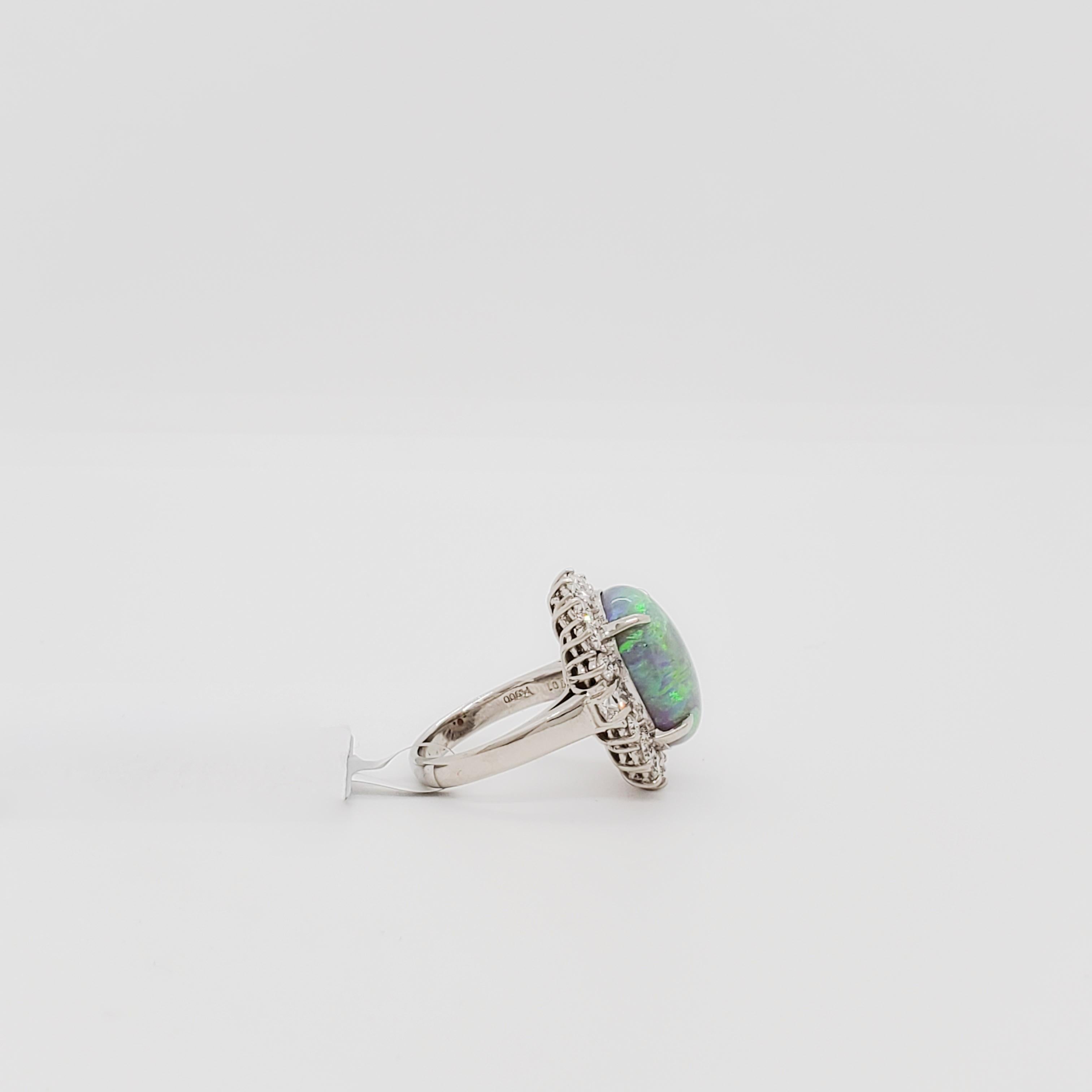 Platin-Cocktailring mit Opal und Diamant 2