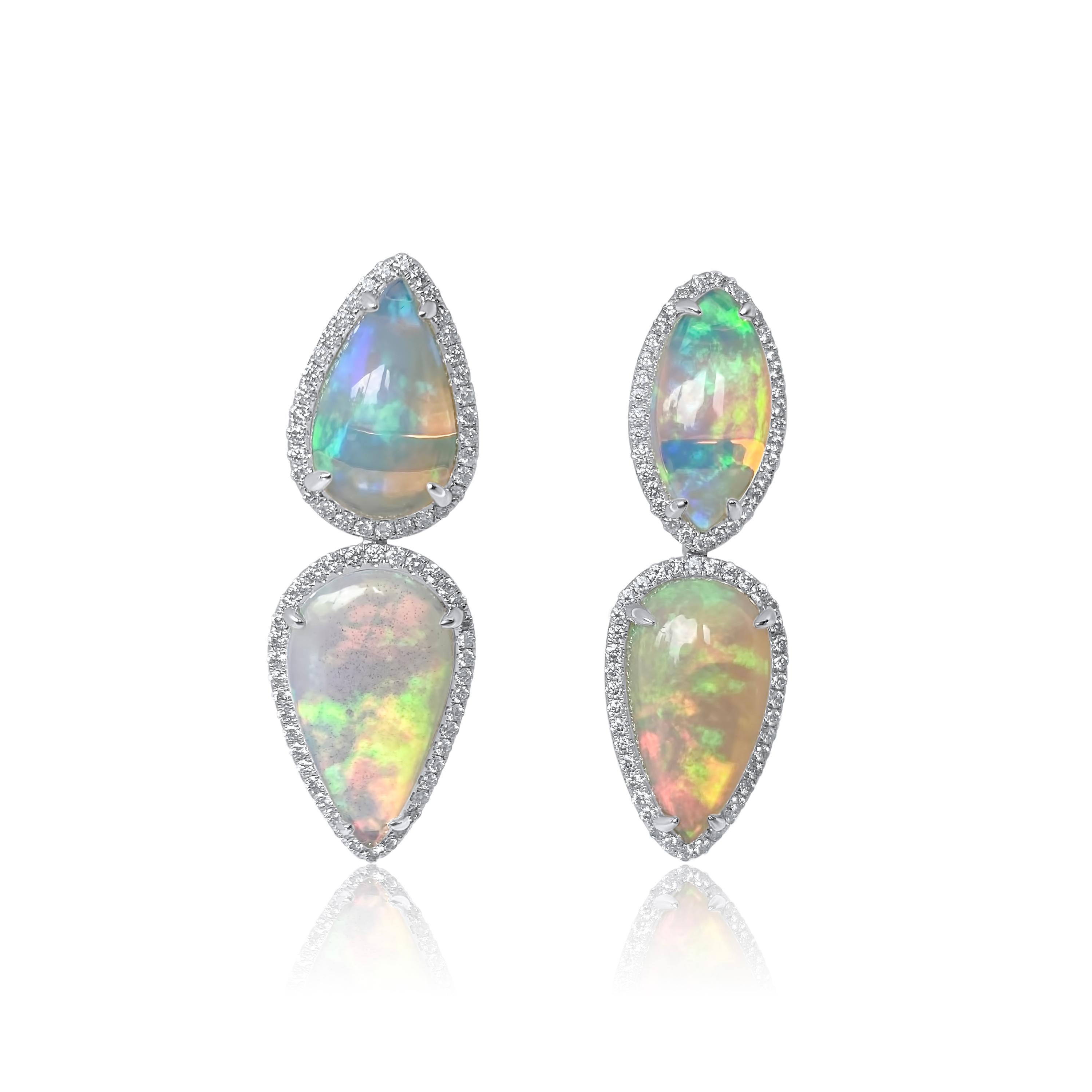 Oval Tourmaline and Diamond Fringe Dangling Earrings main image 0