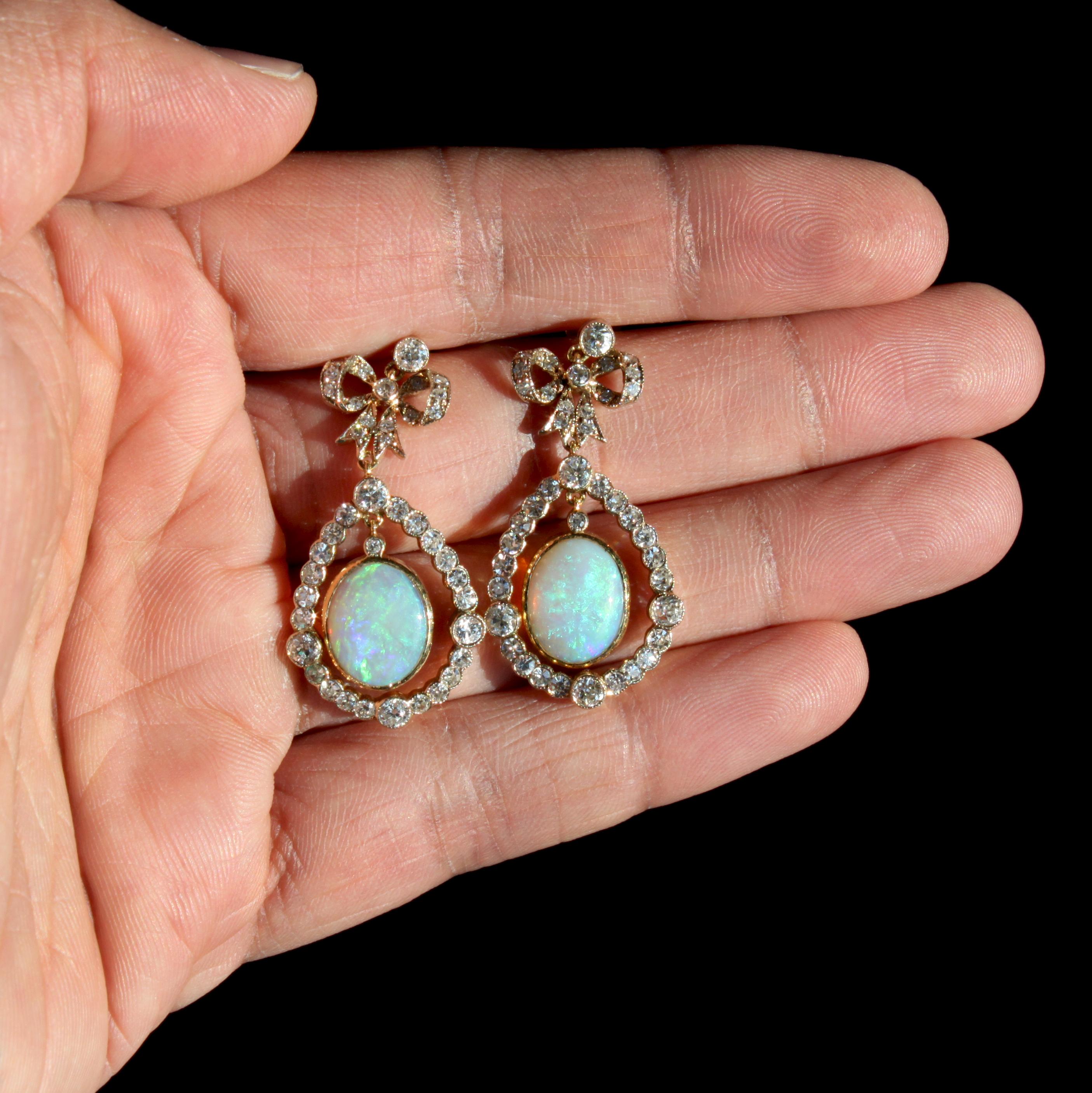Women's Opal and Diamond Earrings
