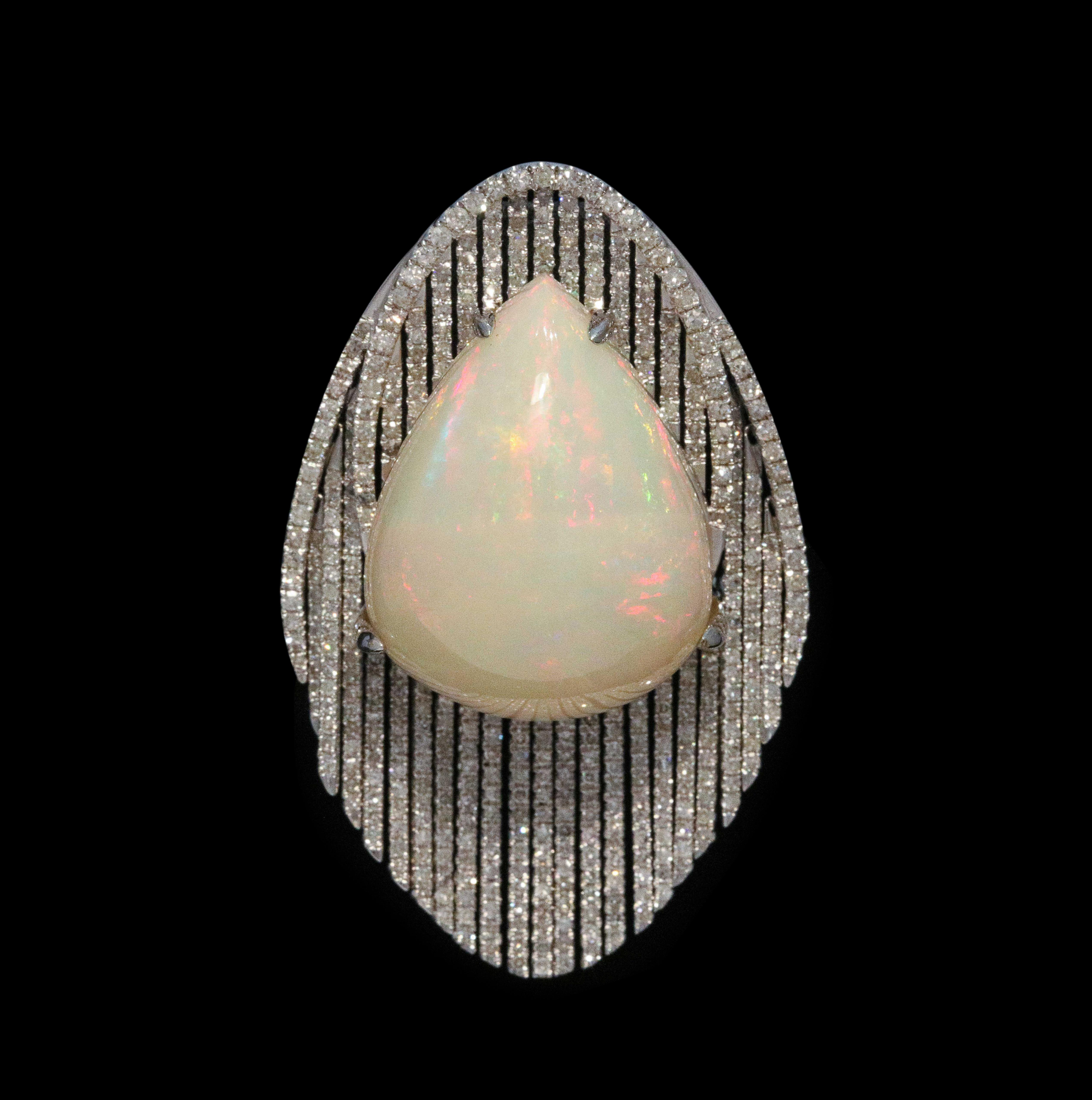 Boucles d'oreilles en opale et diamant Unisexe en vente
