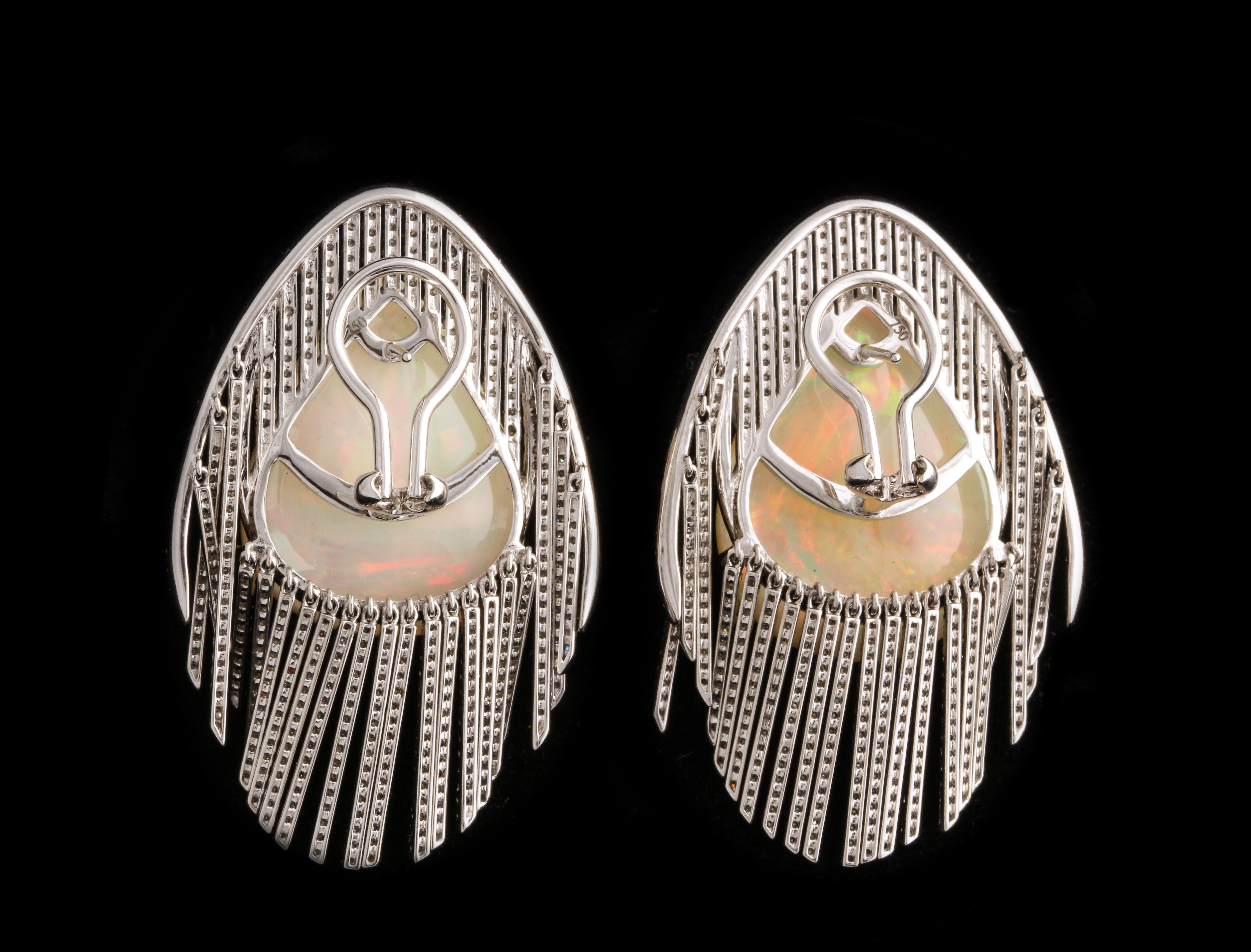 Opal and Diamond Earrings For Sale 1