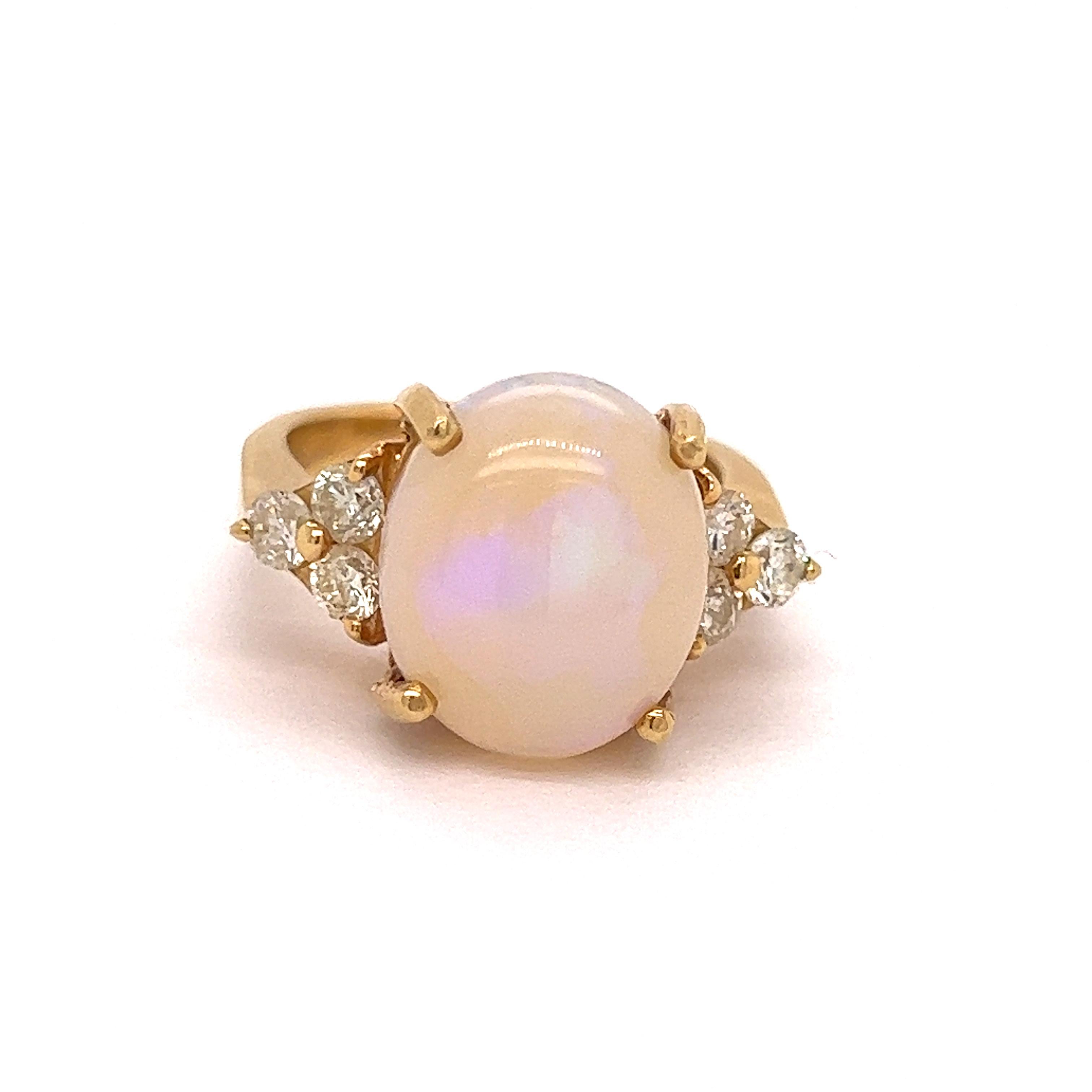 Opal and Diamond Estate Ring In Good Condition In Derby, NY