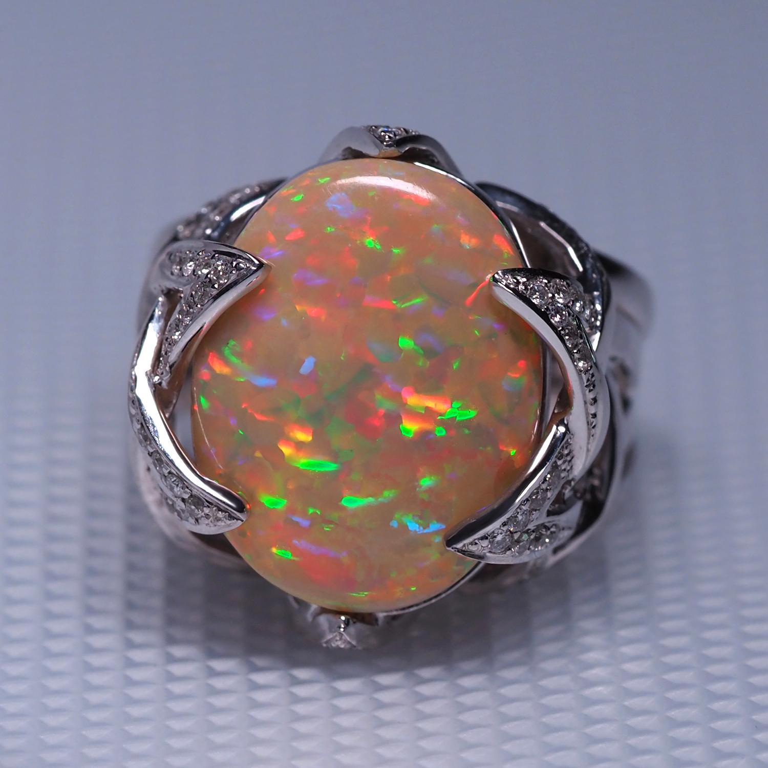 Art Deco Opal Diamond Gold Ring Design Star Opalescence Rainbow