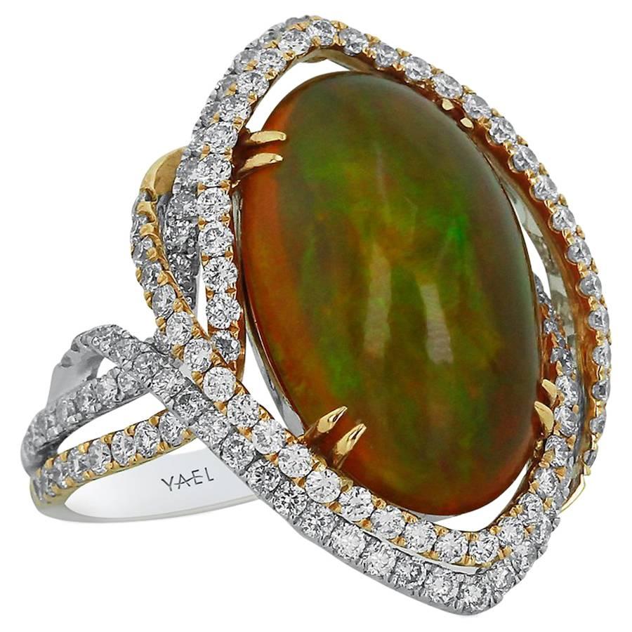 Opal and Diamond Gold Ring For Sale