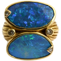 Opal and Diamond Gold Ring