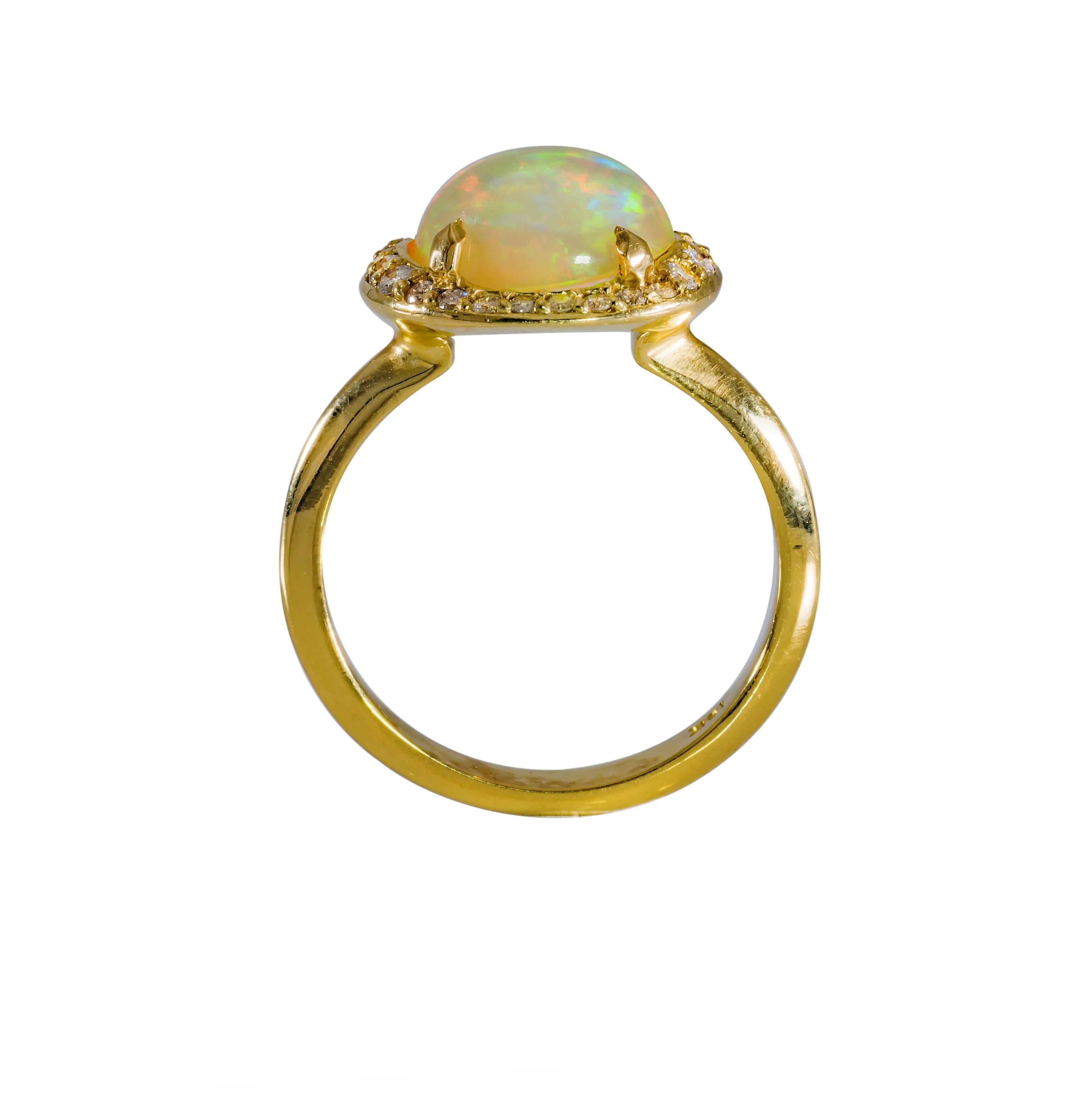 Modern Opal and Diamond Halo Ring For Sale