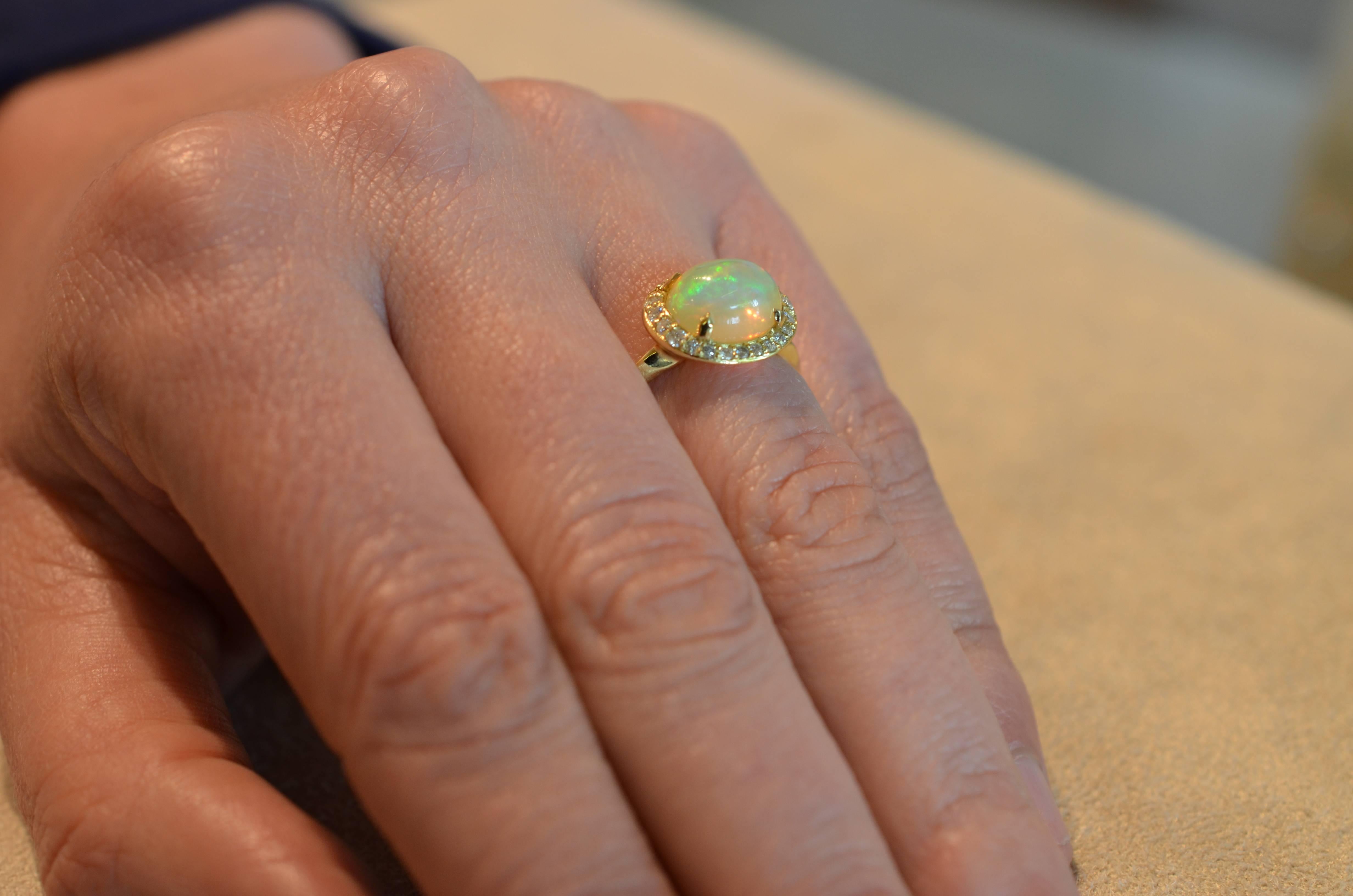 Opal and Diamond Halo Ring For Sale 2