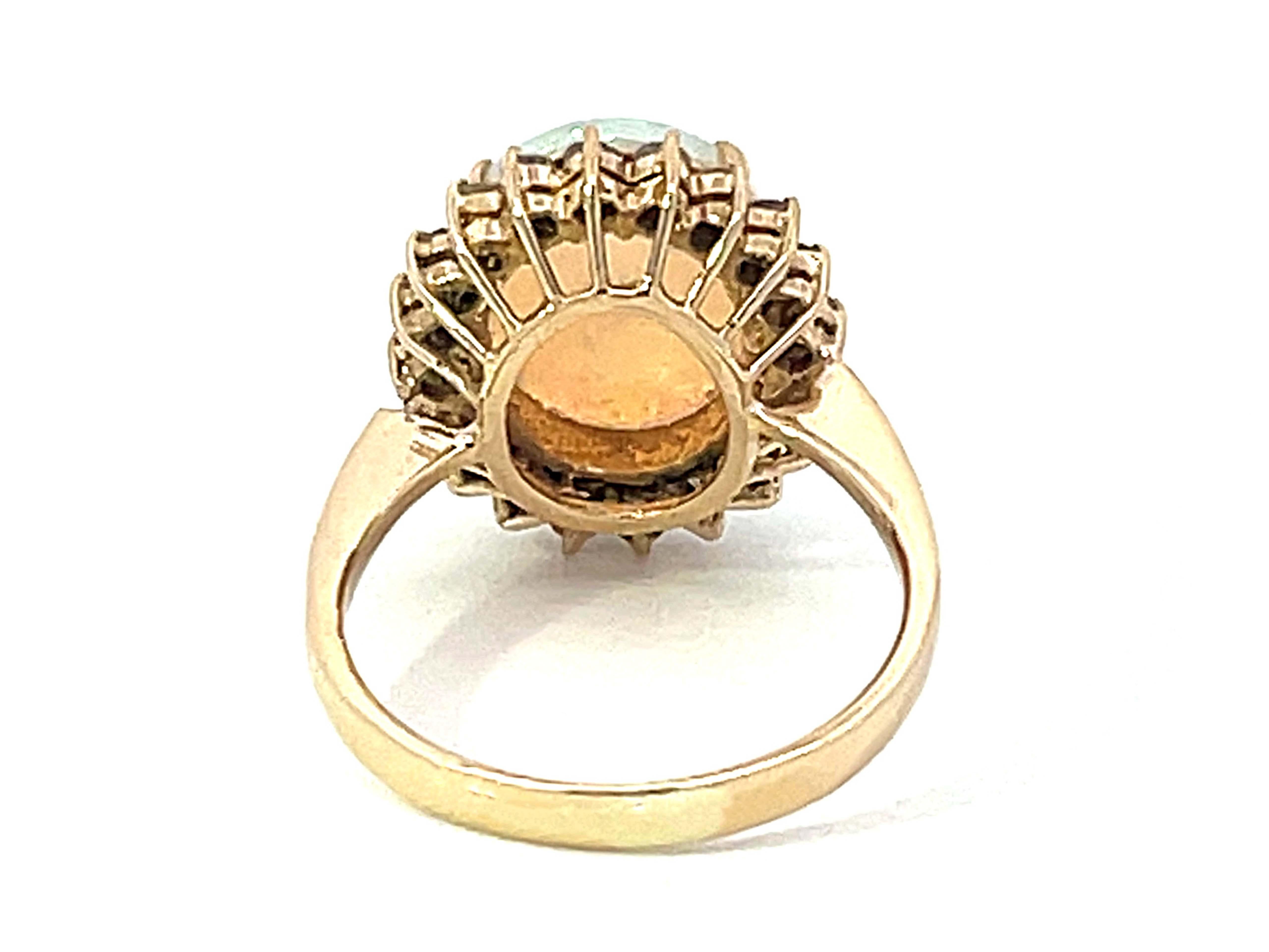 Opal and Diamond Halo Ring in 14k Yellow Gold For Sale 1