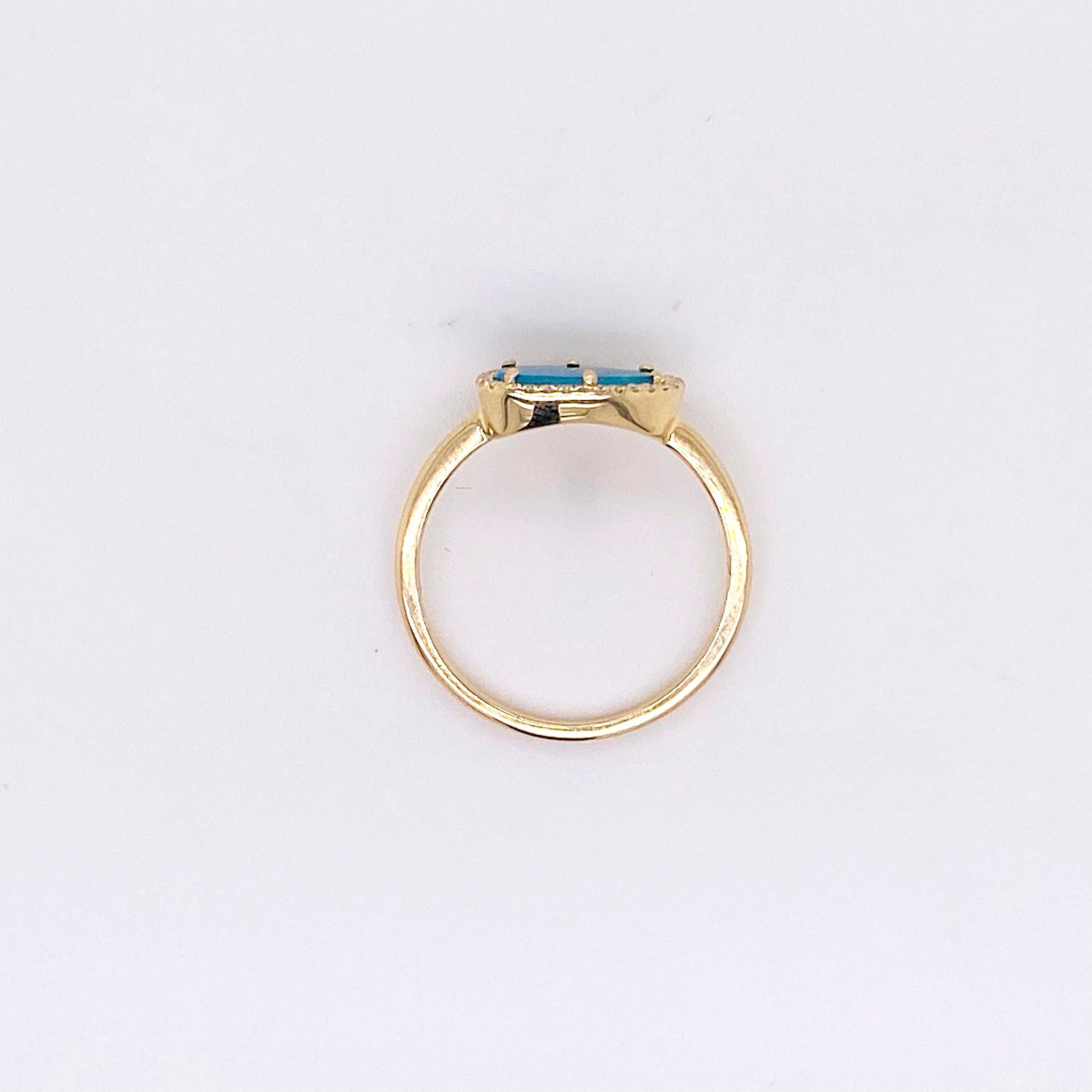 For Sale:  Opal and Diamond Halo Ring, Yellow Gold, Organic Shape Opal .88 Carat 5