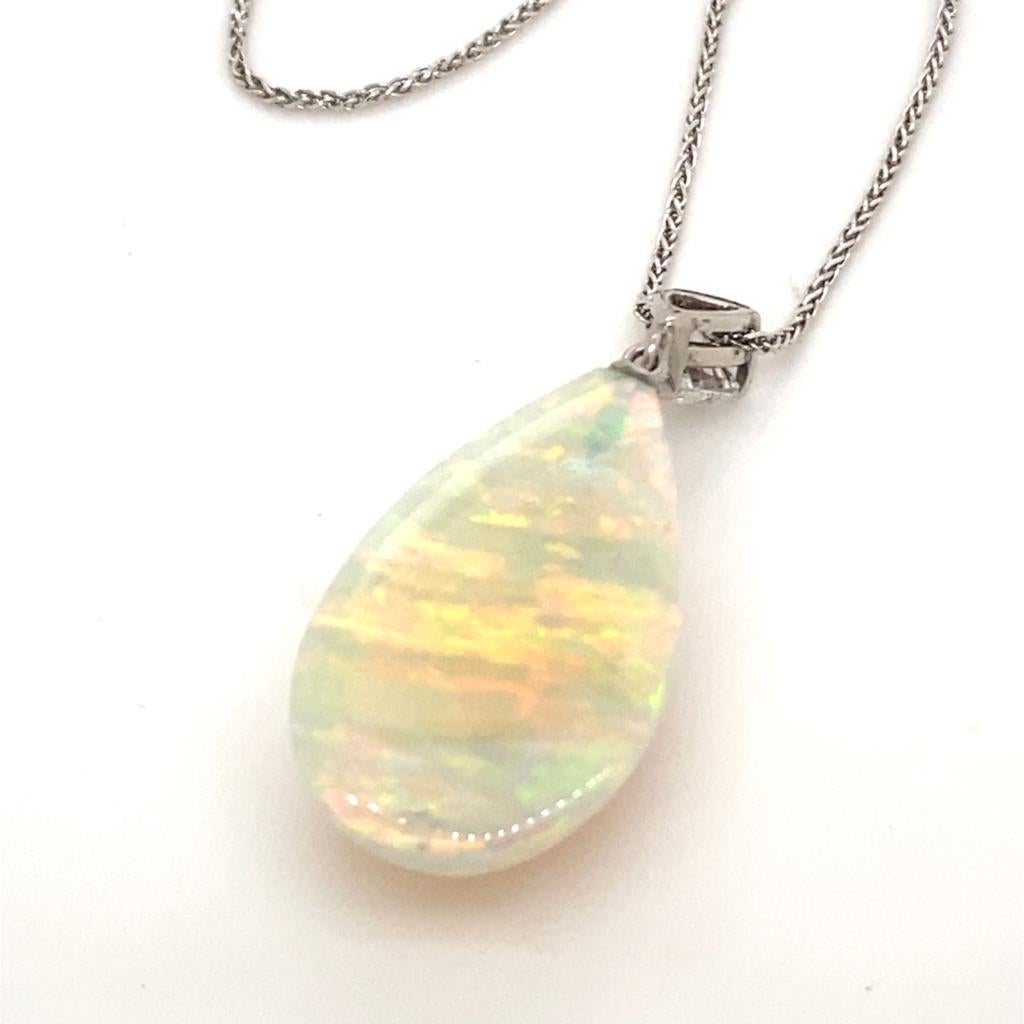 Opal and Diamond Pear Shaped Pendant In Excellent Condition For Sale In London, GB