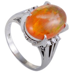 Opal and Diamond Platinum Cocktail Ring