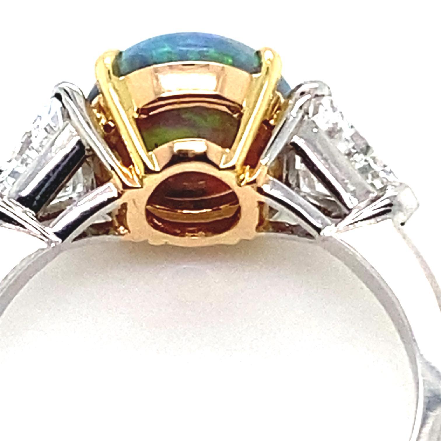Opal and Diamond Platinum Ring For Sale 1