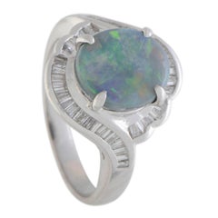 Vintage Opal and Diamond Platinum Ring