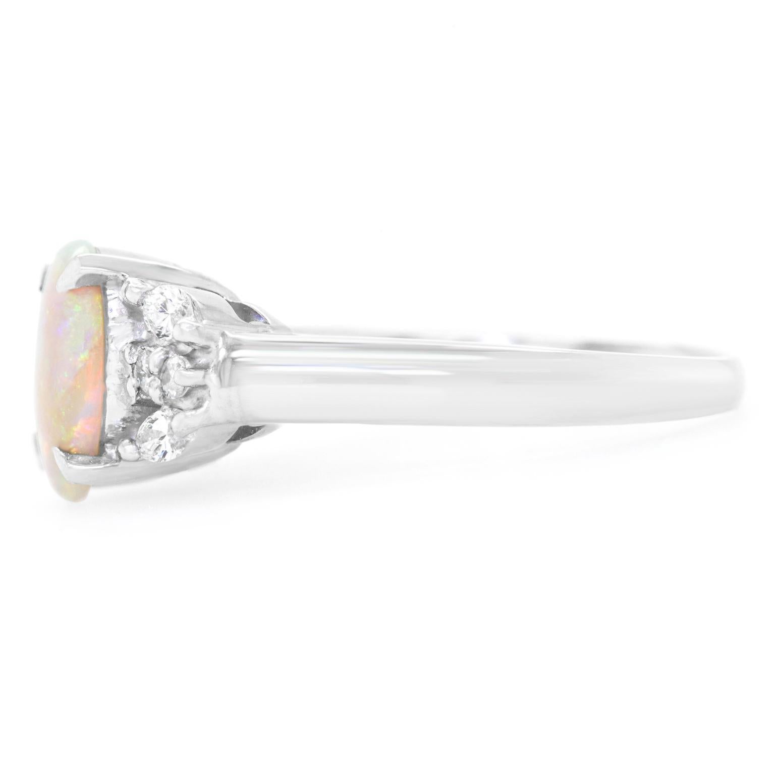 Opal and Diamond Ring Platinum 2
