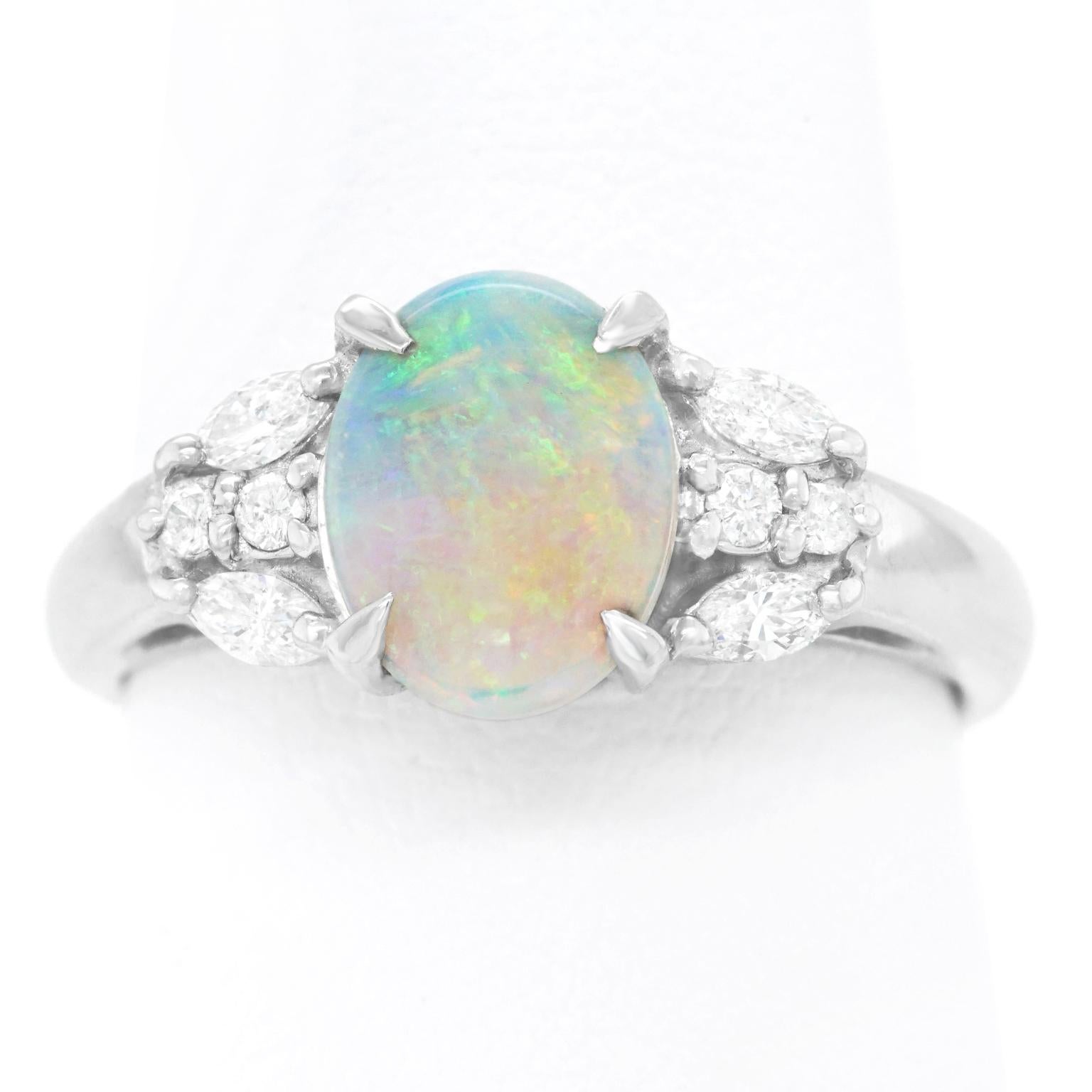 Opal and Diamond Ring Platinum 3