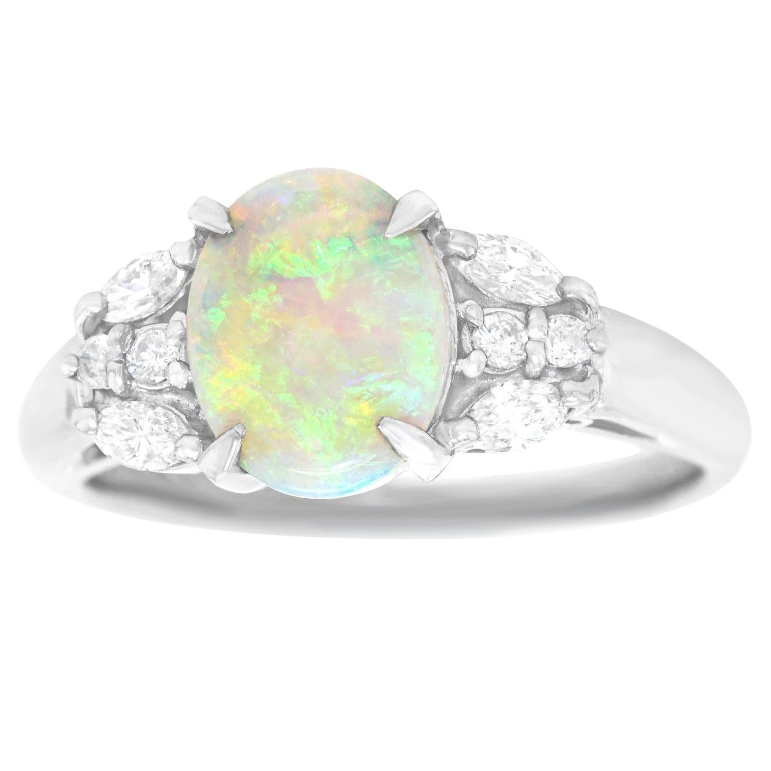 Opal and Diamond Ring Platinum