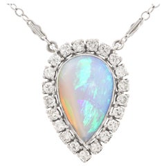 Opal and Diamond Set Gold Necklace