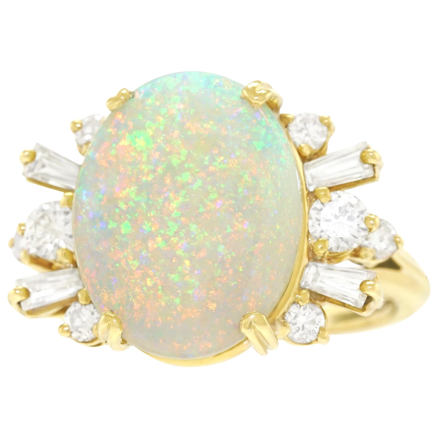 Opal and Diamond-Set Ring