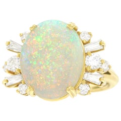 Opal and Diamond-Set Ring