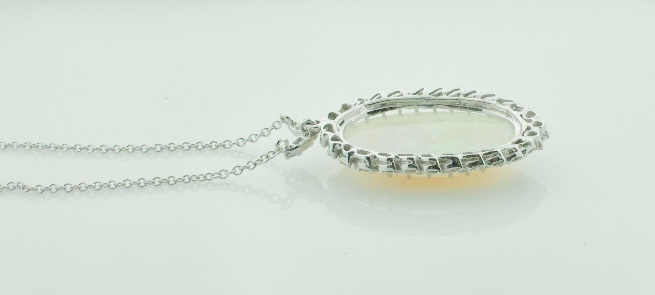 Opal- und Diamant-Halskette aus 18 Karat Gold, ca. 1960er Jahre im Angebot 1