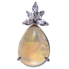 Opal and Diamond White Gold Pendant