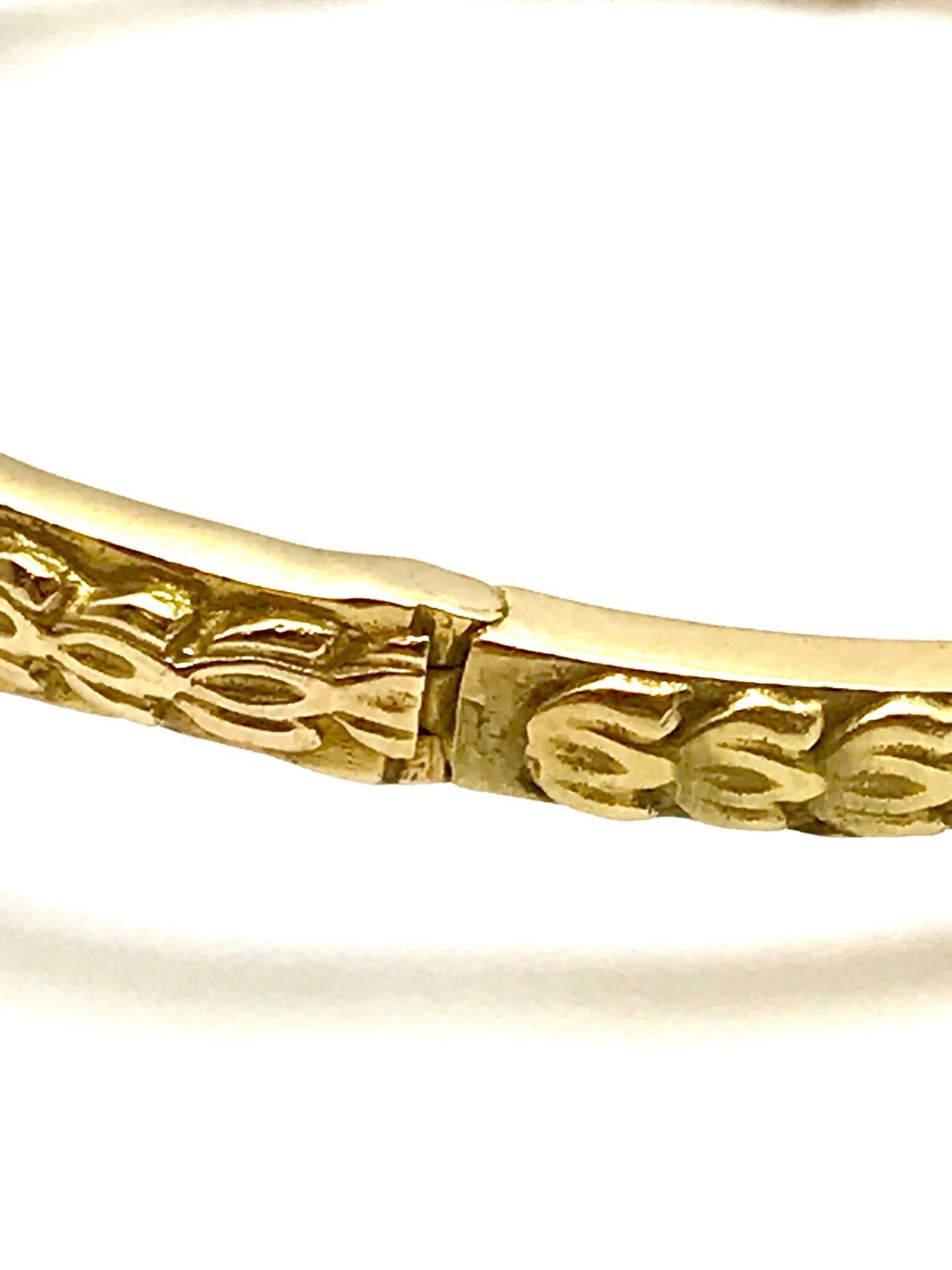 Women's or Men's Opal and Diamond Yellow Gold Bangle Bracelet
