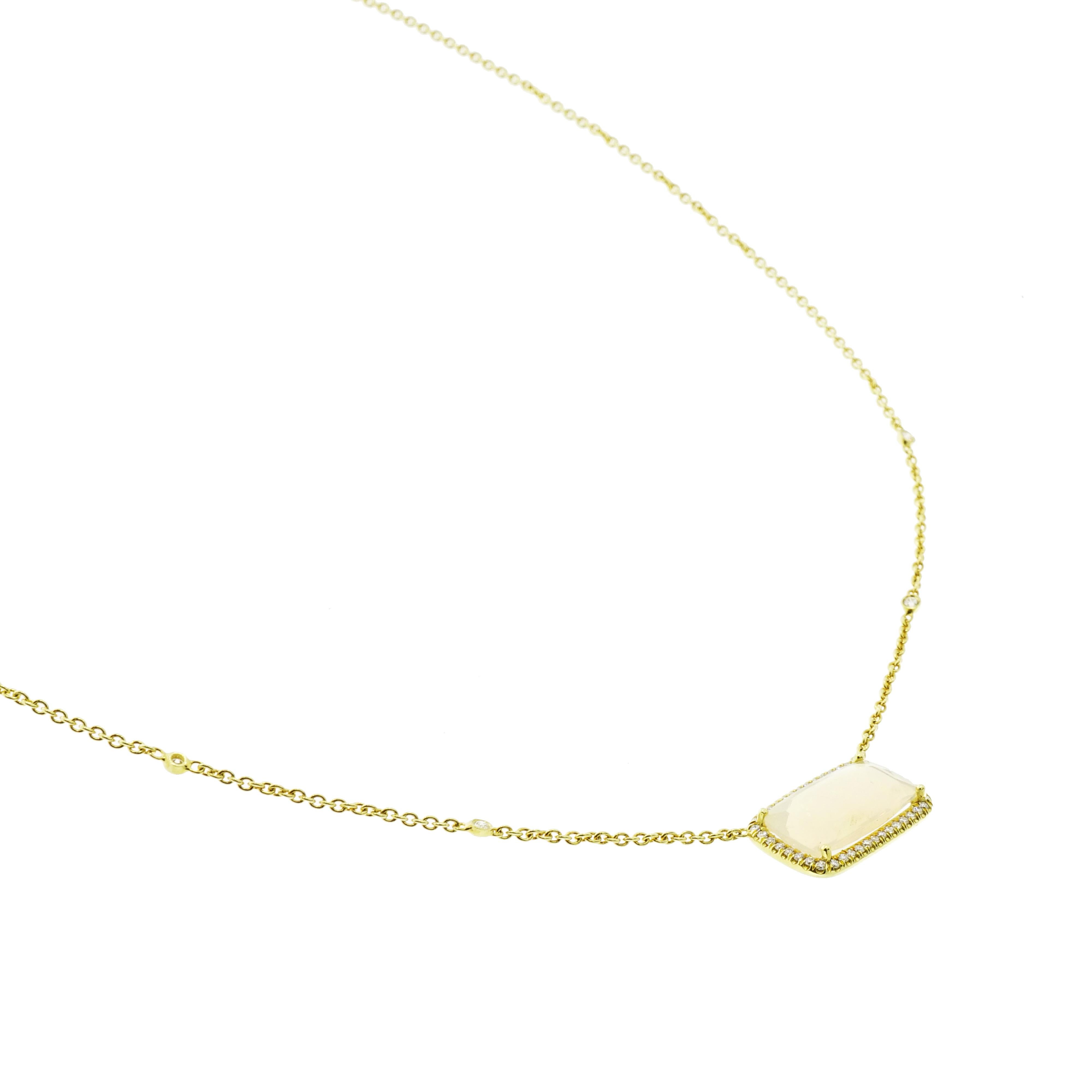 Artist Opal and Diamond Yellow Gold Necklace