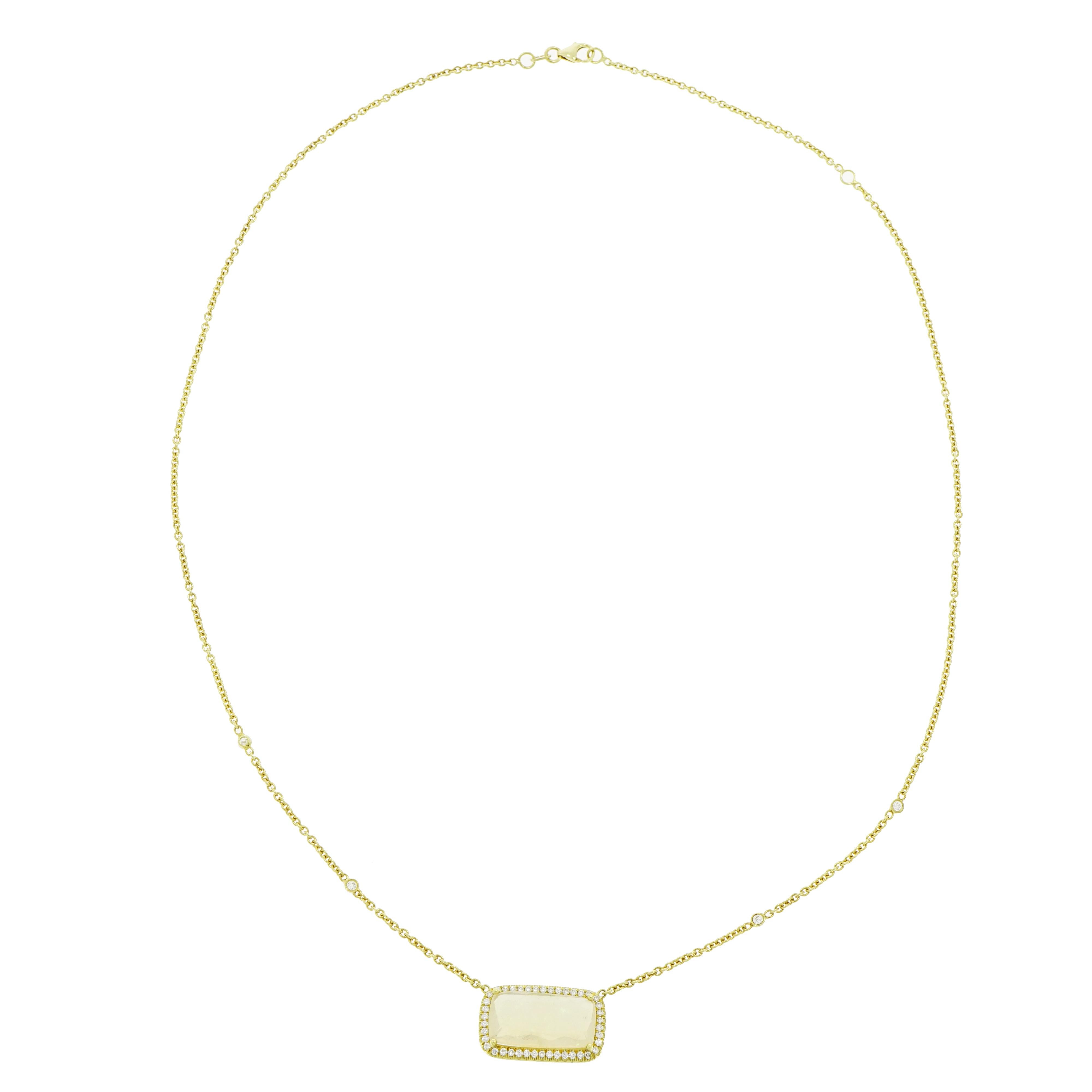 Opal and Diamond Yellow Gold Necklace