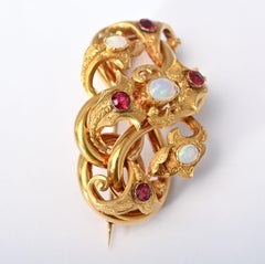 Opal and Garnet Victorian Gold Brooch