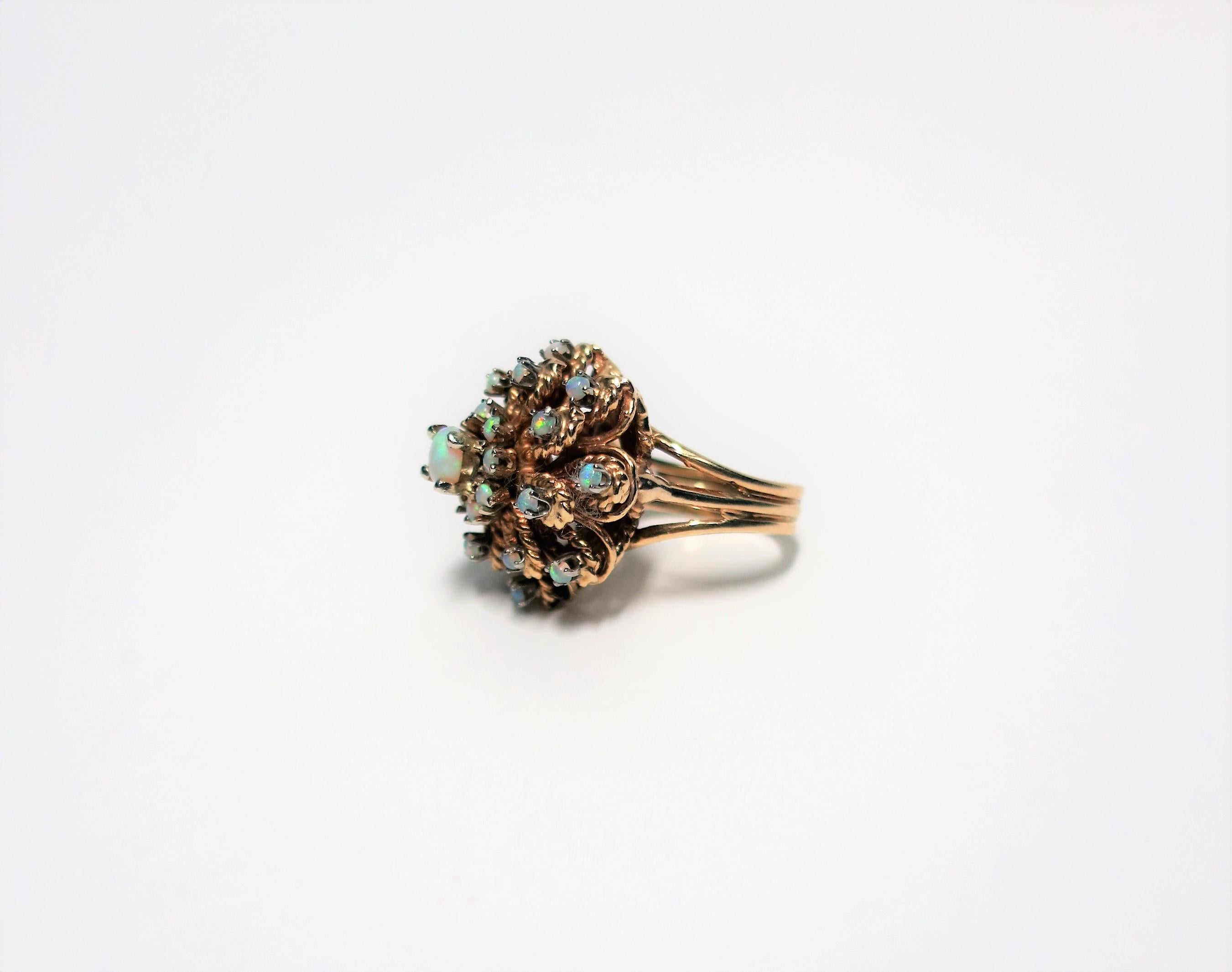 Opal- und Gold-Cluster-Cocktailring im Angebot 7