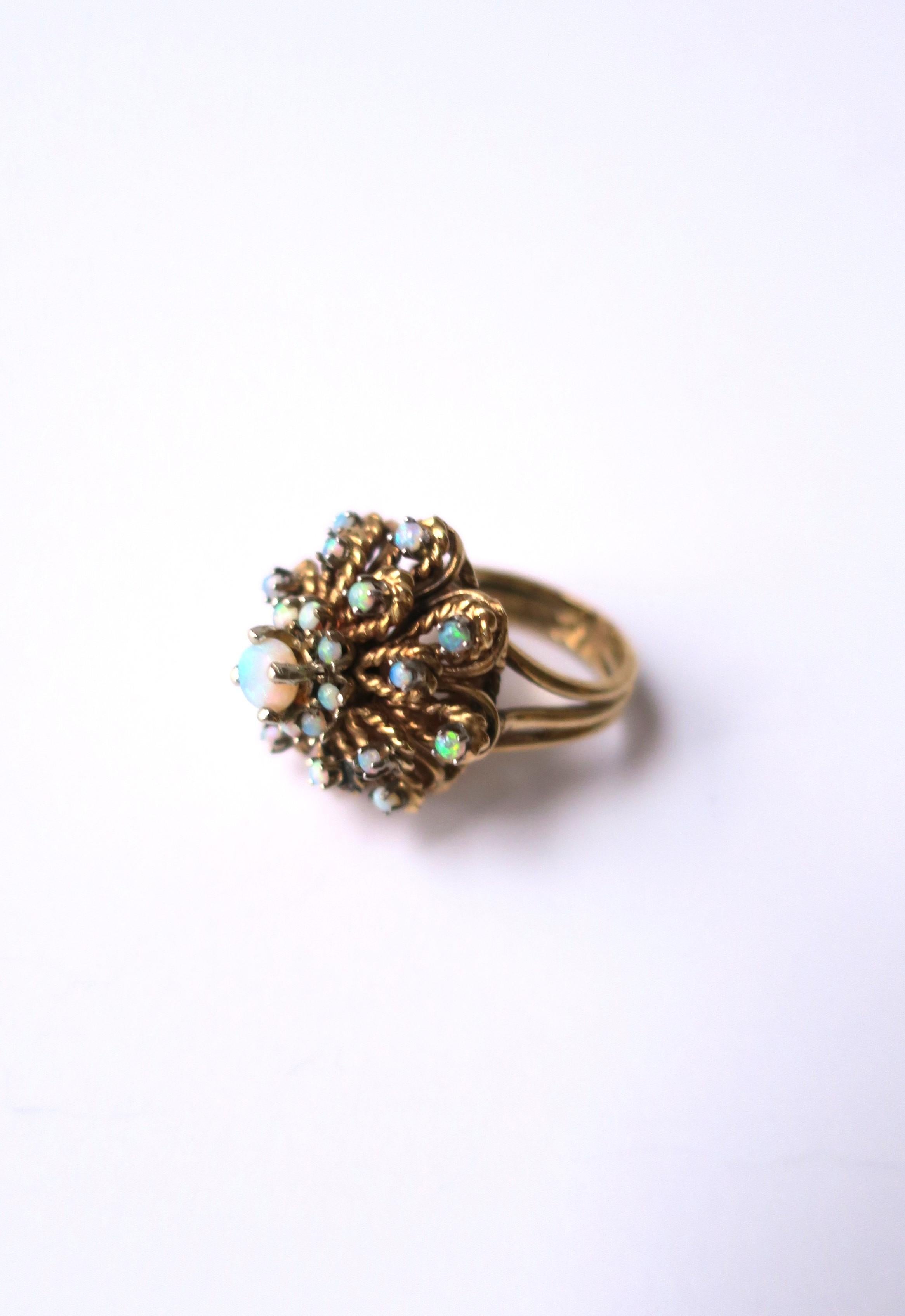 Opal and Gold Cluster Cocktail Ring For Sale 3