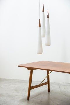 Pensili da soffitto in opale e teak di Uno & Östen Kristiansson, Luxus Vittsjö Svezia