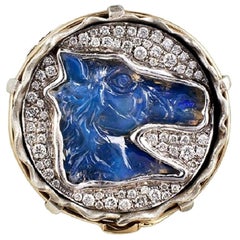 Bague cheval Jean en opale et diamant blanc