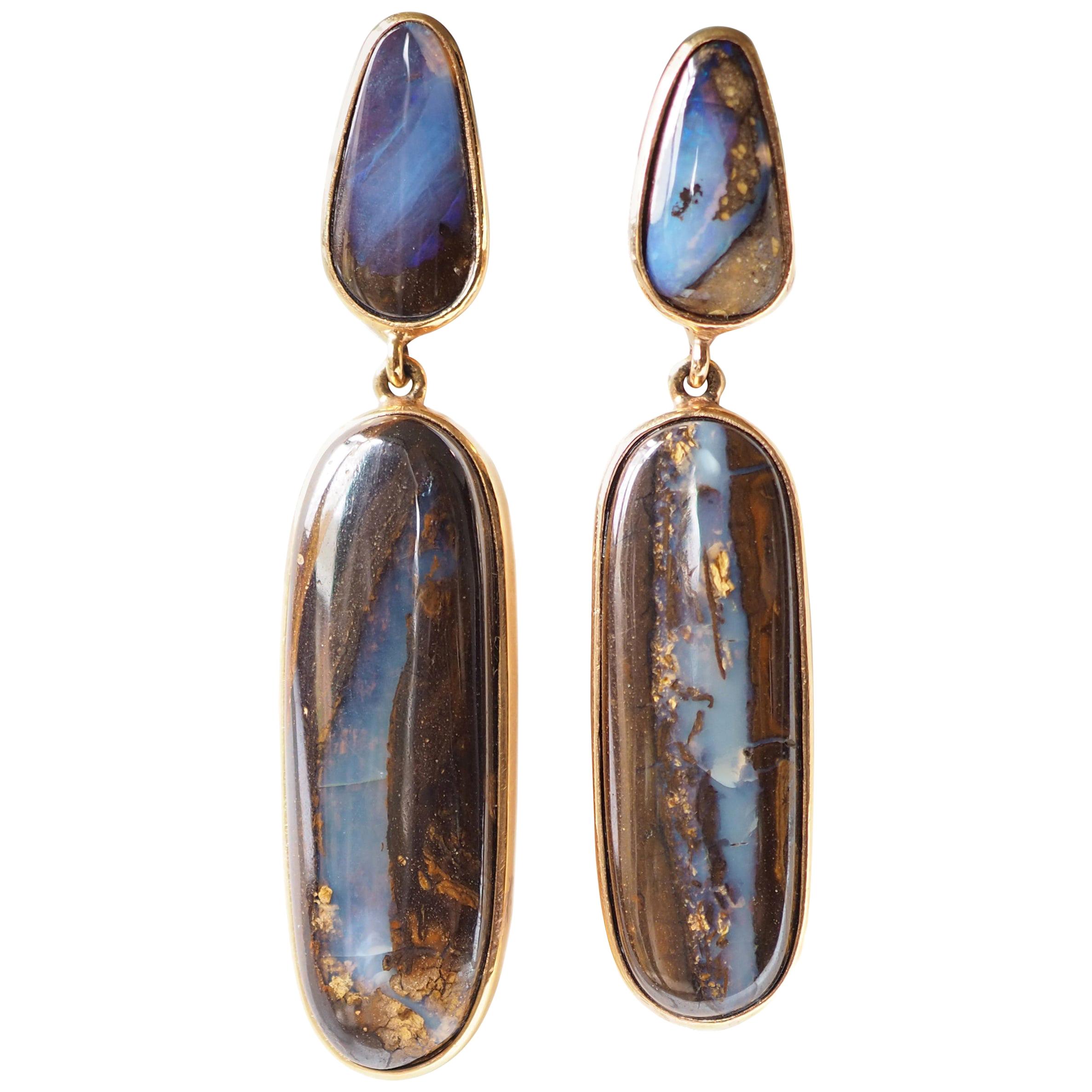 Opal Australian Opal Bronze Earrings For Sale