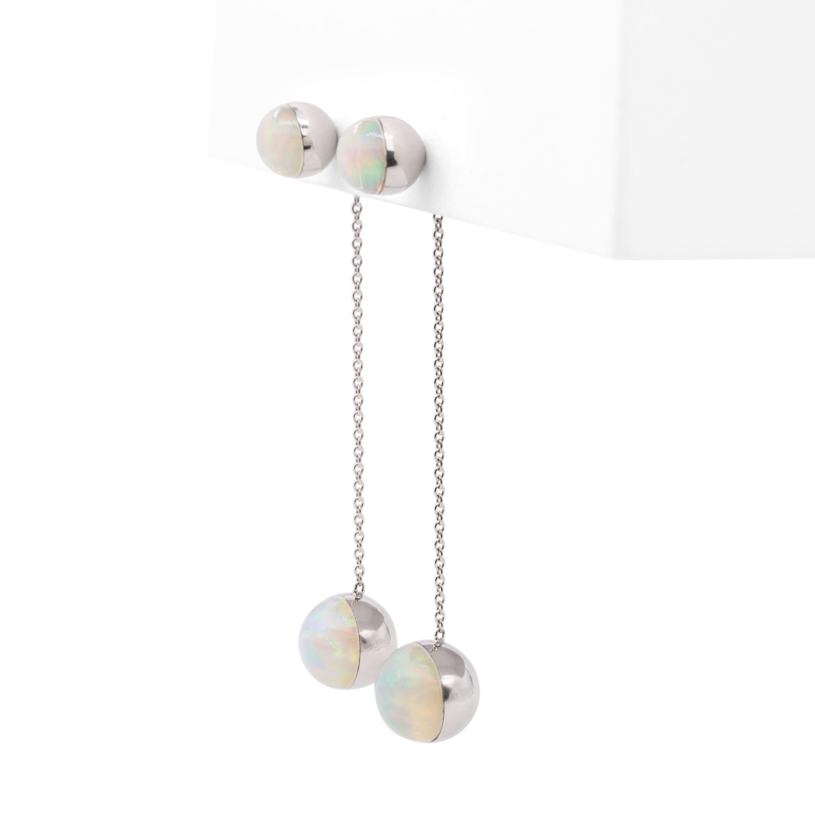 Opalkugel-Ohrringe aus Platin im Angebot 2