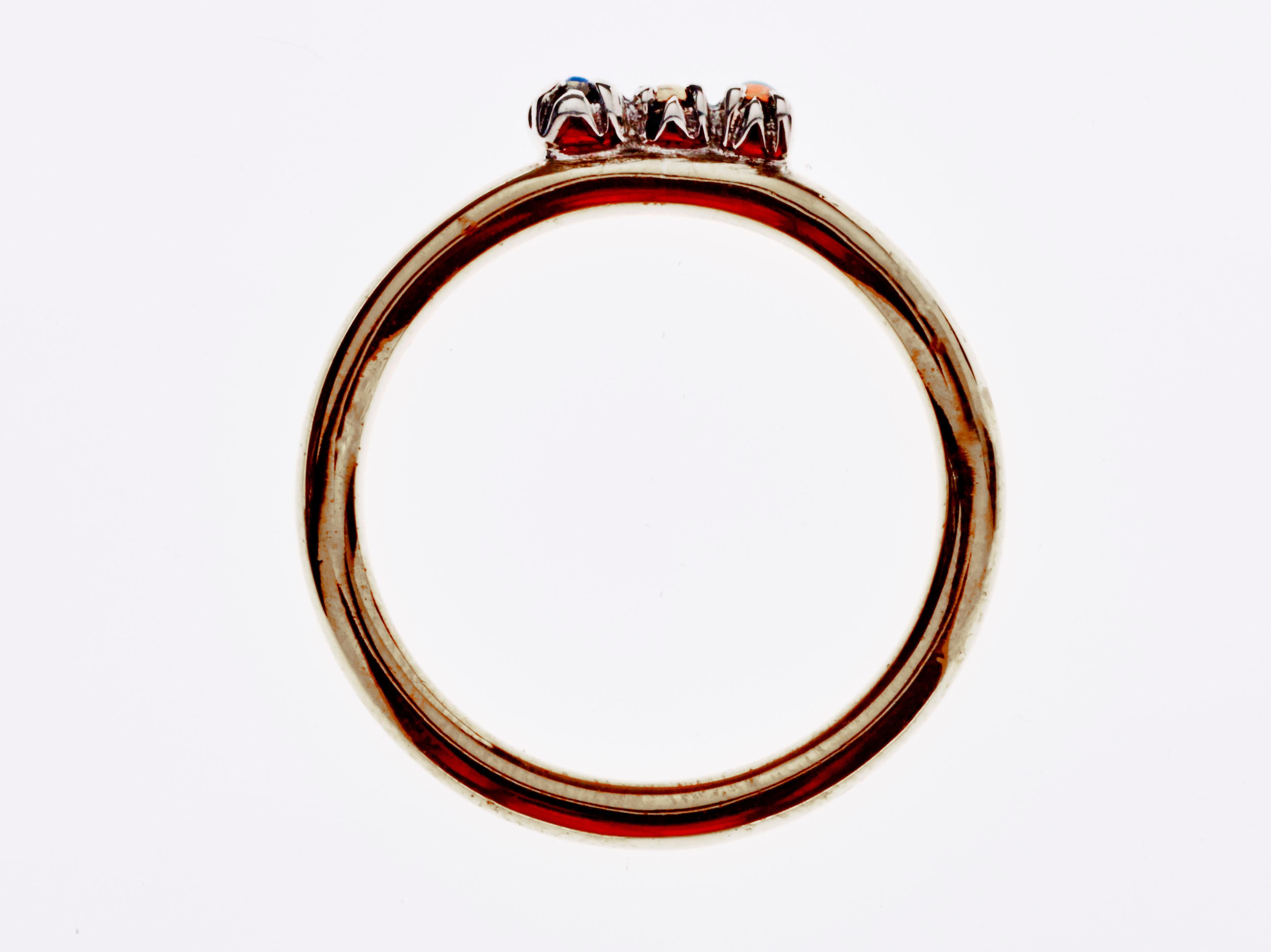 Bague à griffes J Dauphin en bronze avec anneau en opale et anneau en argent Neuf - En vente à Los Angeles, CA