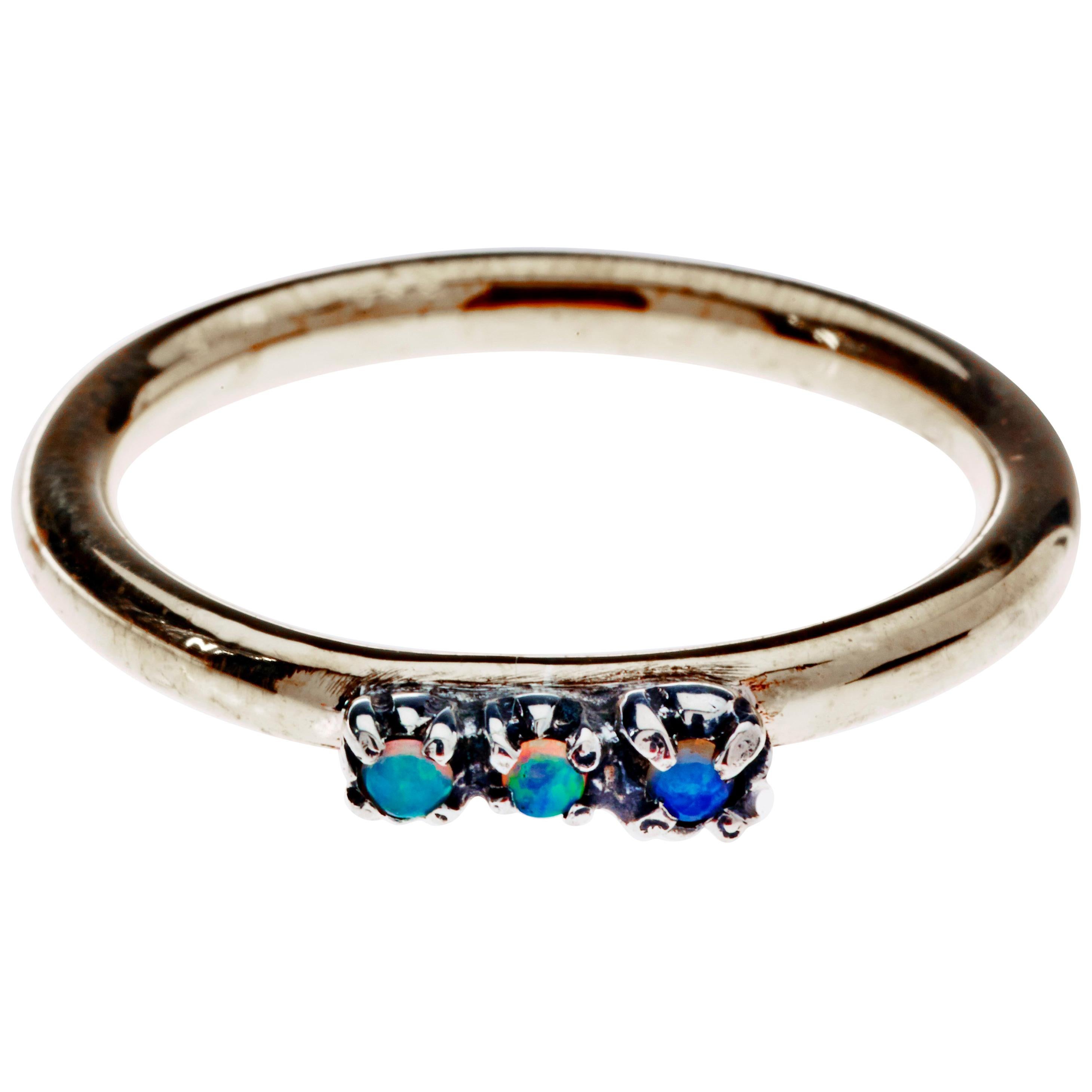 3 Opal Band 14k Gold Ring Silver Prong Victorian Style Cocktail Ring J Dauphin

J DAUPHIN 