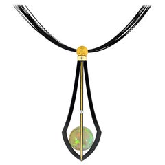 Opal Bead Cage Geometric Necklace by Zoltan David